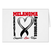 Melanoma Awareness Brushed Heart Ribbon Cards
