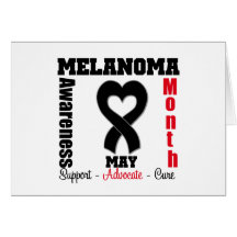 Melanoma Awareness Month Heart Ribbon Greeting Card