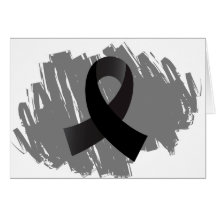Melanoma Black Ribbon With Scribble Card