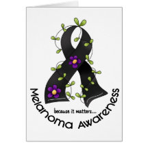 Melanoma FLOWER RIBBON 1 Greeting Cards