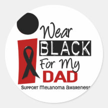 Melanoma I Wear Black For My Dad 9 Round Stickers