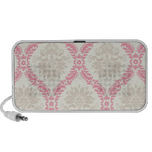 melon pink cream taupe damask pattern design mp3 speaker