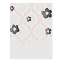 melon pink cream taupe damask pattern post card