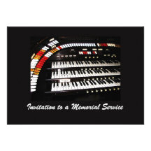 Memorial Service Invitation Antique Organ