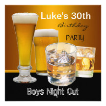 Men 30th Birthday Party Drinks Beer Boys Night Custom Announcement