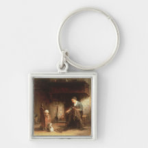 Mending the Nets (oil on panel) Key Chain