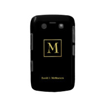 Men's Black Gold Monogram Blackberry Case