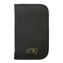 Mens Black Leather Monogram Daily Planner