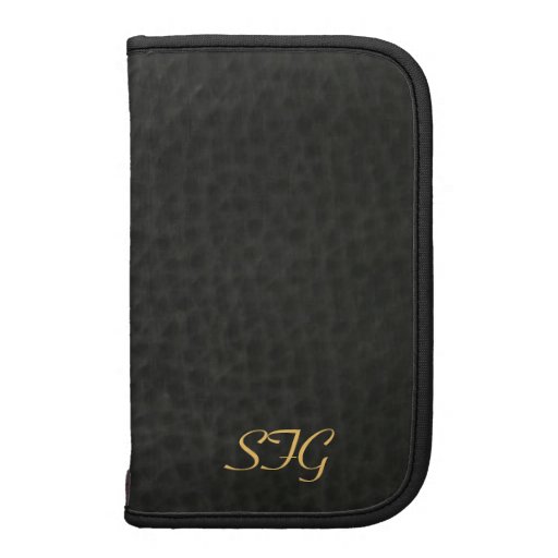 Mens Black Leather Monogram Daily Planner