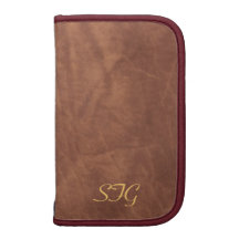 Mens Tan Leather Monogram Daily Planner