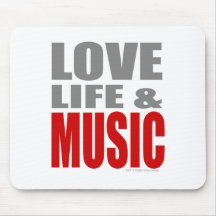 Mens womens LOVE LIFE and MUSIC Mouse Mats