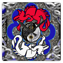 merlin's dragons square wallclock