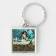 Mermaid on Ocean Floor Keychain