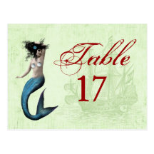 Mermaid Pirate Place Cards Postcards