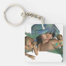 Mermaid Reflections Keychain Square Acrylic Key Chains