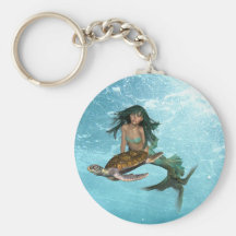Mermaid with Sea Turtle  Keychain