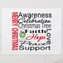 Merry Christmas Bone Cancer Ribbon Collage Personalised Flyer