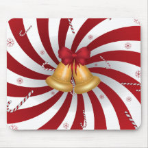 Merry Christmas Candy Canes & Bells Mouse Pad