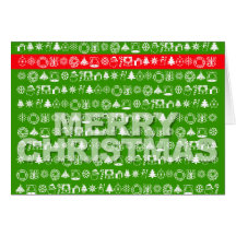 Merry Christmas Card Ornament Icon Green