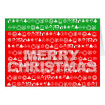 Merry Christmas Card Ornament Icon Red