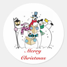Merry Christmas, Caroling Snowmen Sticker