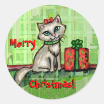 Merry Christmas Cat Stickers
