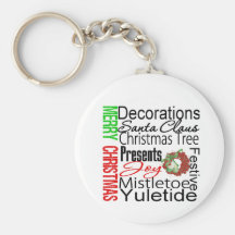 Merry Christmas Collage Wreath Keychain