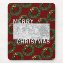 Merry Christmas Cut Out Photo Frame Wreaths Mousemat