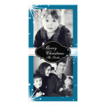 Merry Christmas Family Two Photo Card White Blue