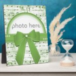 Merry Christmas green ribbon notes photo plaquete