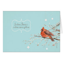 Merry Christmas in Bosnian, red cardinal bird