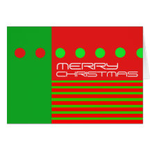 Merry Christmas Modern Card Dots Stripe Green Red