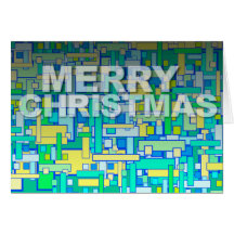 Merry Christmas Modern Card Pattern Square Blue