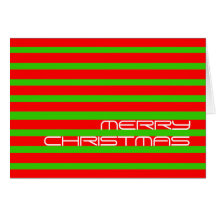 Merry Christmas Modern Card Stripe Green Red