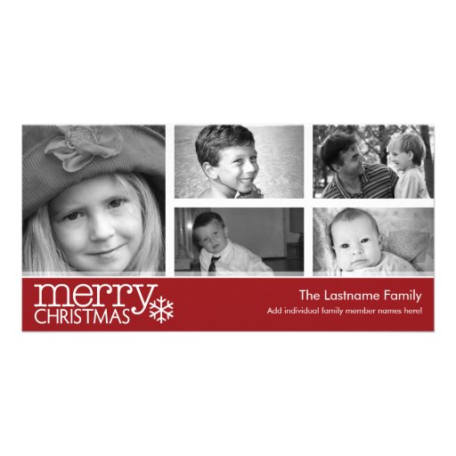 Merry Christmas Photo Card with 5 photo collage