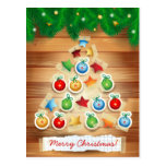 Merry Christmas! Postcard with abstract tree