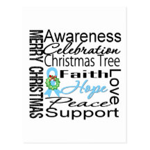 Merry Christmas Prostate Cancer Collage Ribbon Post Card