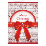 Merry Christmas red ribbon notes greeting card