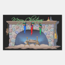 MERRY CHRISTMAS SLEEPING ELVES by SHARON SHARPE Rectangular Sticker
