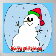 Merry Christmas Snowman Poster