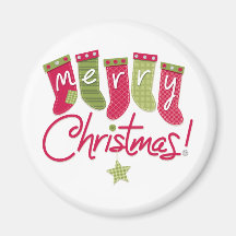 Merry Christmas Stockings Fridge Magnets