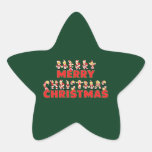 Merry Christmas Teddy Bear Santa Claus Letters Star Stickers