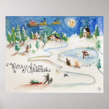 Merry Christmas Village Posters
