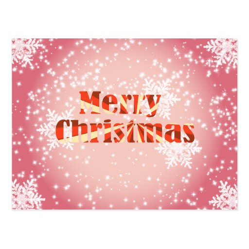 Merry Christmas with snowflakes and stars postcard