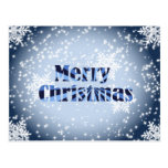 Merry Christmas with snowflakes blue postacrd Post Cards