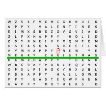 Merry Christmas Word Search Puzzle Card
