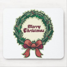 Merry Christmas Wreath Mouse Pad