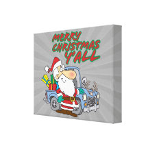 merry christmas yall redneck santa canvas prints