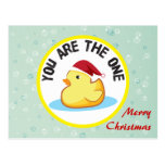 Merry Christmas yellow rubber duckie postcard