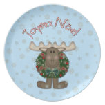 Merry ChristMoose Joyeux Noel Christmas Plate